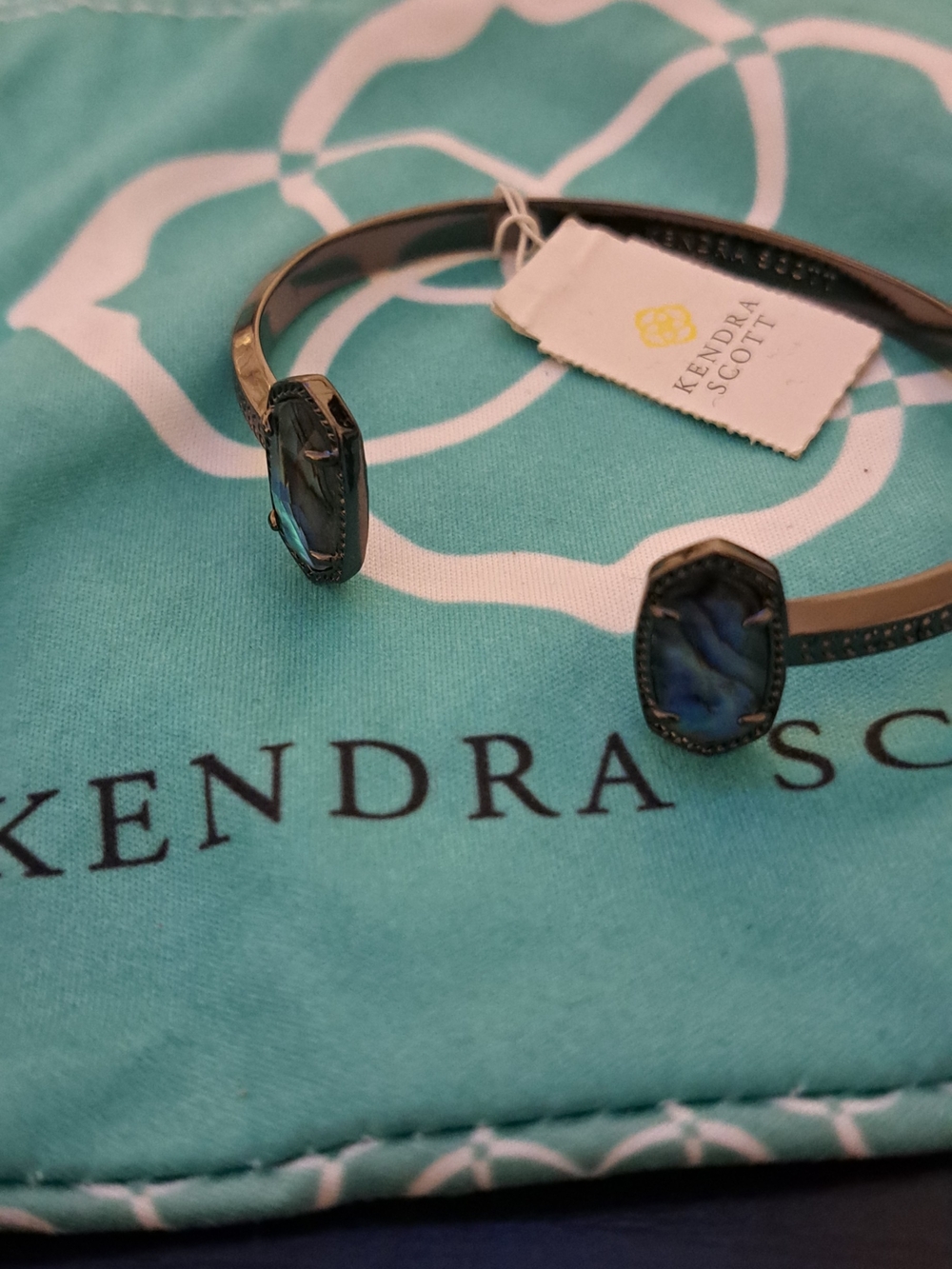 Kendra Scott Iridescent Blue Abalone Open Cuff Bracelet, NWT